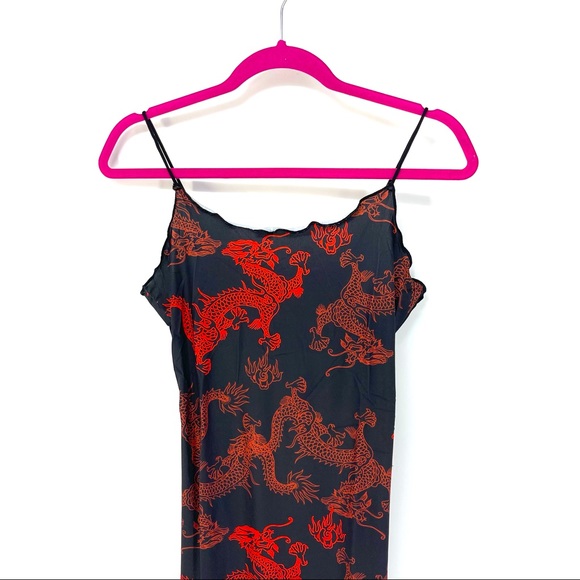 Medium Chinese Dragon Print Lettuce Trim Dress - Picture 3 of 6
